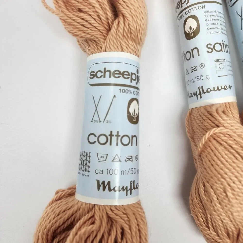 5 Hanks Vintage Scheepjeswol 687 100% Cotton Satin Yarn Mayflower 100M/50g Ea.
